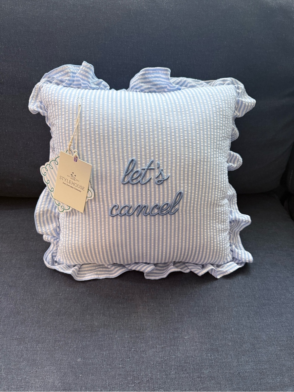 StyleHouse 'Let's Cancel' Embroidered Pillow | Brand New